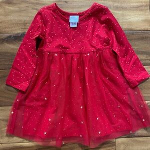 Hanna Andersson Baby Red Shimmer Tulle Skater Dress 80 CM 18-24 M- NEW